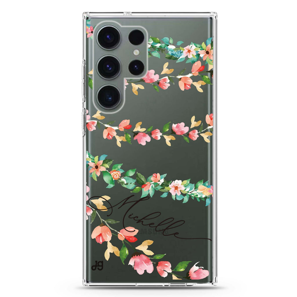 Pink Vine Samsung Galaxy S22 Ultra 水晶透明保護殼
