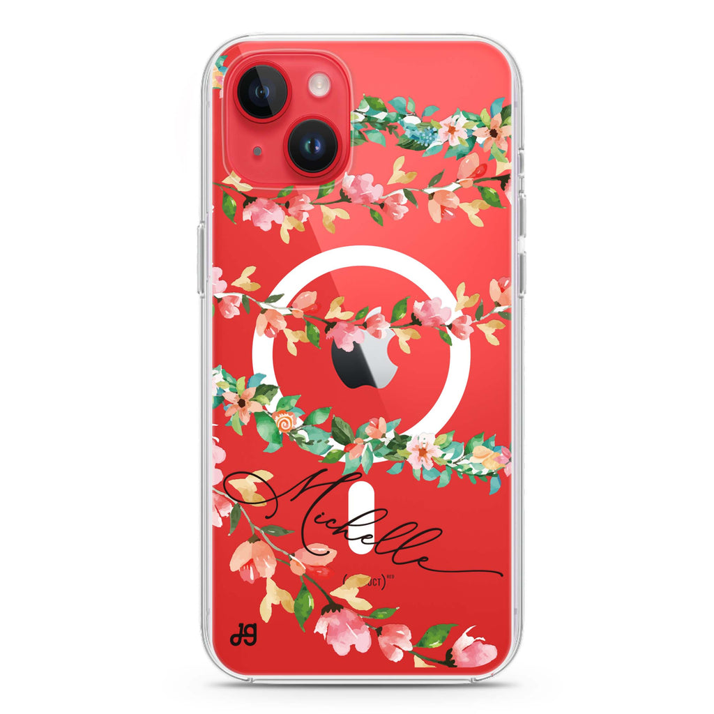 Pink Vine iPhone 14 Plus Magsafe 兼容水晶透明保護殼