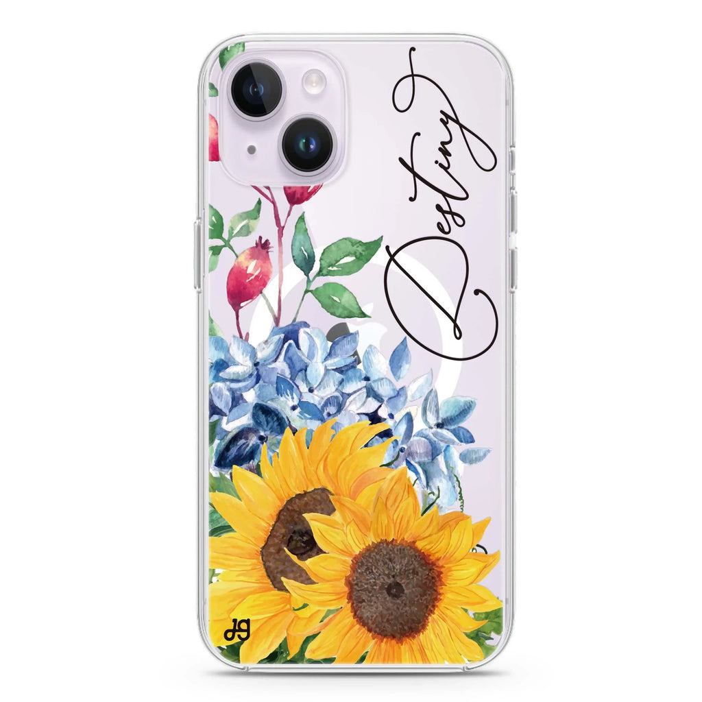 Blooming Sunflower iPhone 14 Magsafe 兼容水晶透明保護殼