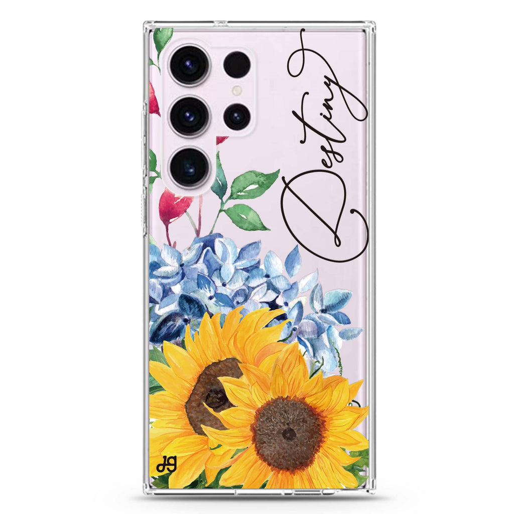 Blooming Sunflower Samsung Galaxy Ultra 可加名字透明保護殼，適用 S26/S25/S24/S23 Ultra，圖1