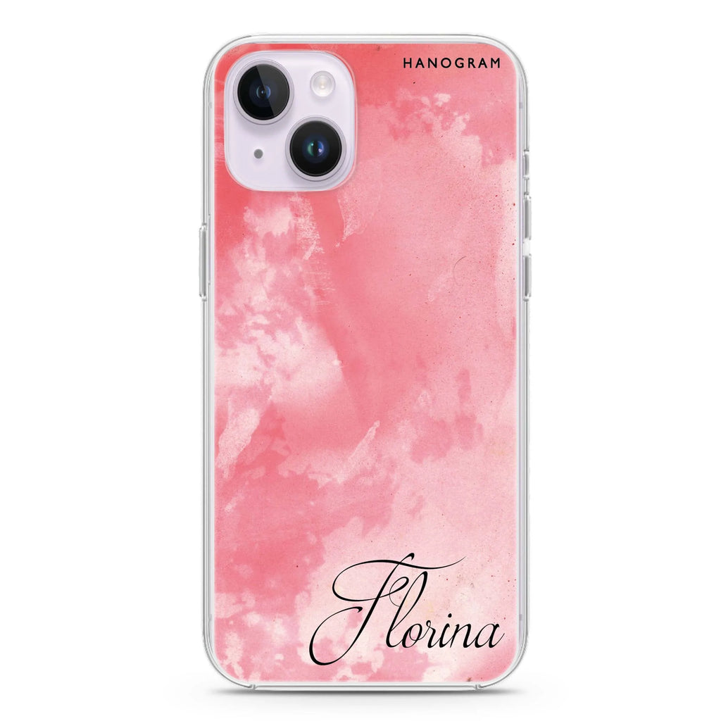 Red Colour Custom Name iPhone 14 plus 水晶透明保護殼