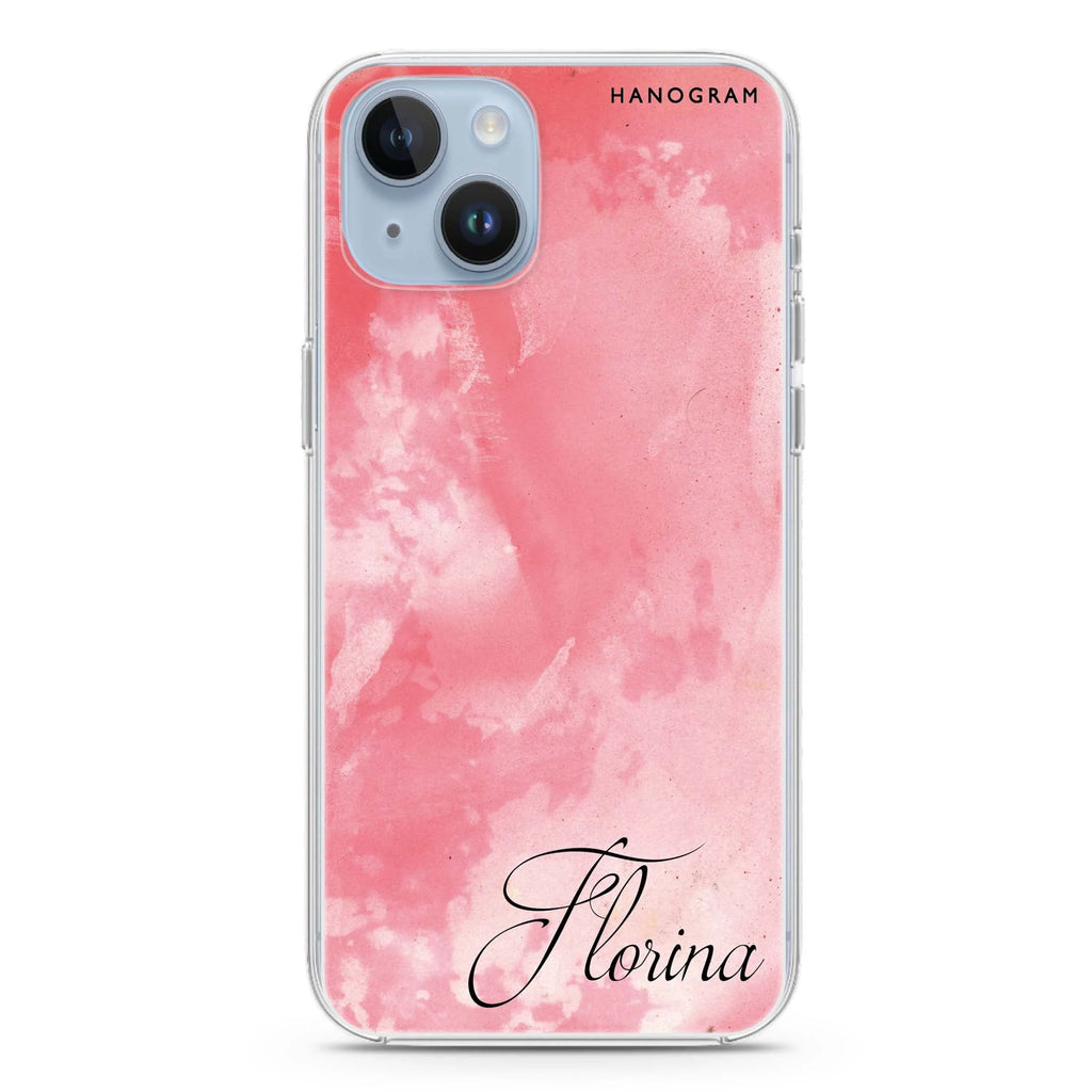 Red Colour Custom Name iPhone 14 水晶透明保護殼