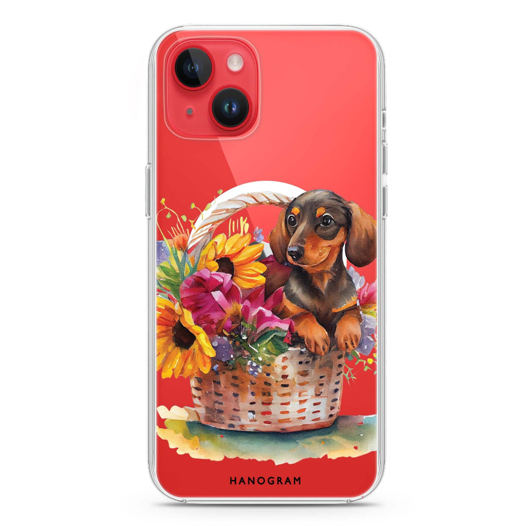 Floral & Dog iPhone 14 Plus Magsafe 兼容水晶透明保護殼
