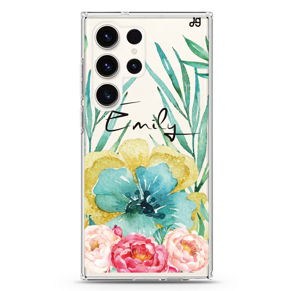 The Great Golden Flower Samsung Galaxy Ultra 可加名字透明保護殼，適用 S26/S25/S24/S23 Ultra，圖1