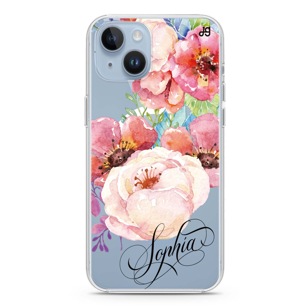 Awakening Watercolor Flowers iPhone 14 Magsafe 兼容水晶透明保護殼