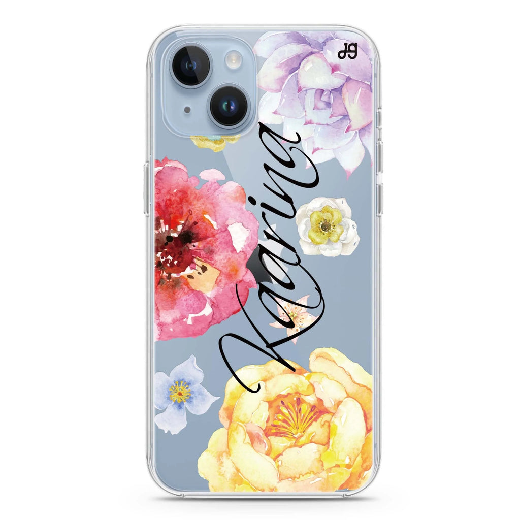 Colorful Watercolor Flowers iPhone 14 水晶透明保護殼