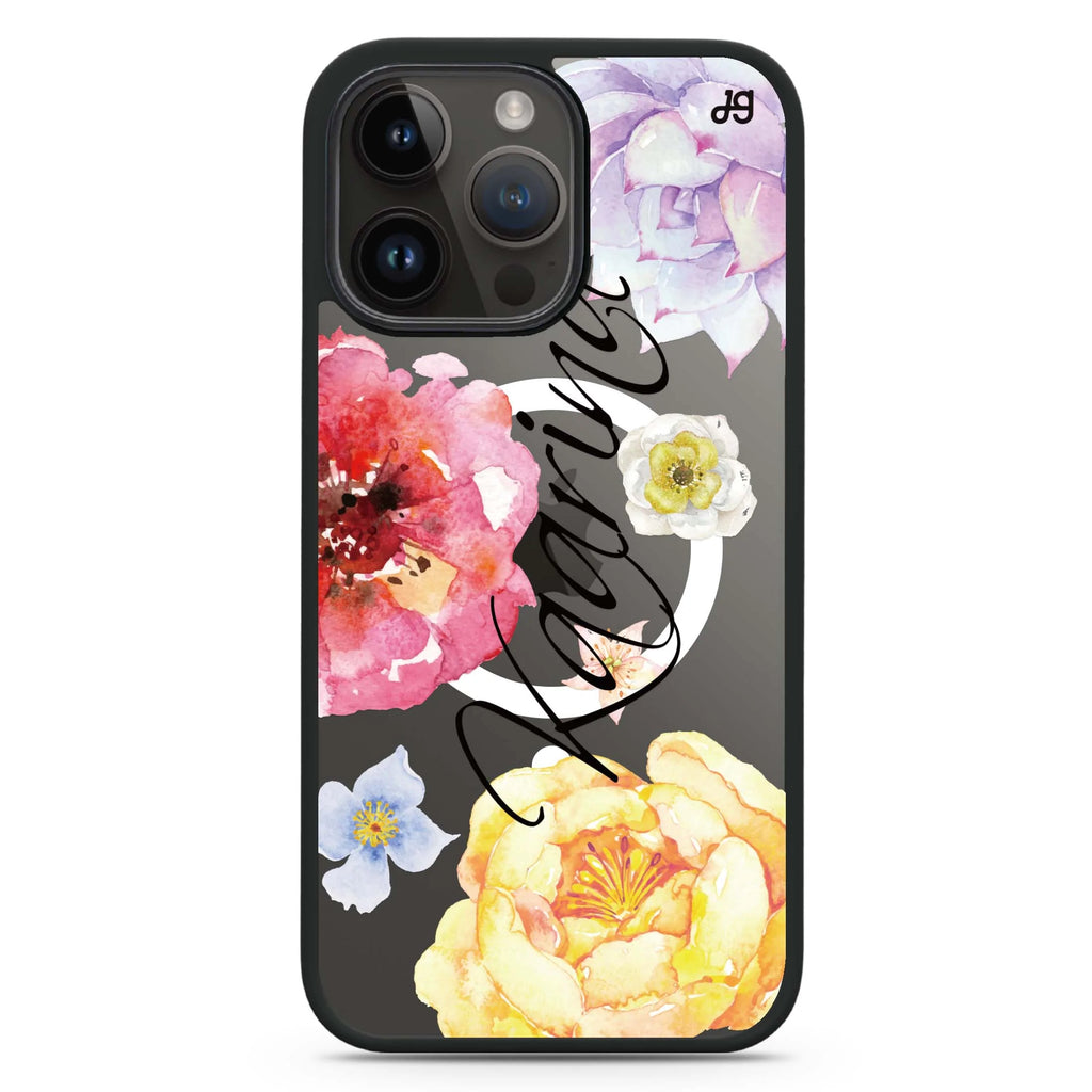 Colorful Watercolor Flowers Magsafe 兼容防衝擊保護殼