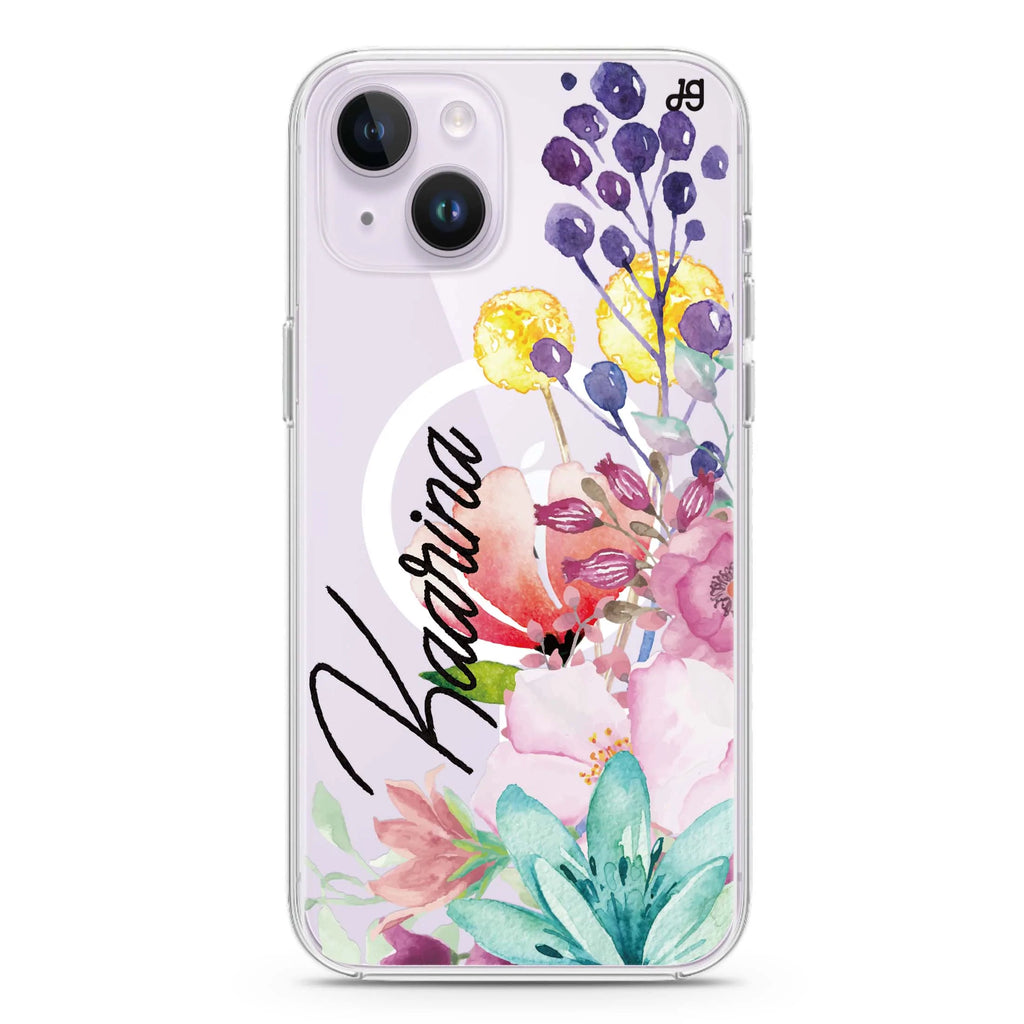 Precious Garden Florals iPhone 14 Plus Magsafe 兼容水晶透明保護殼