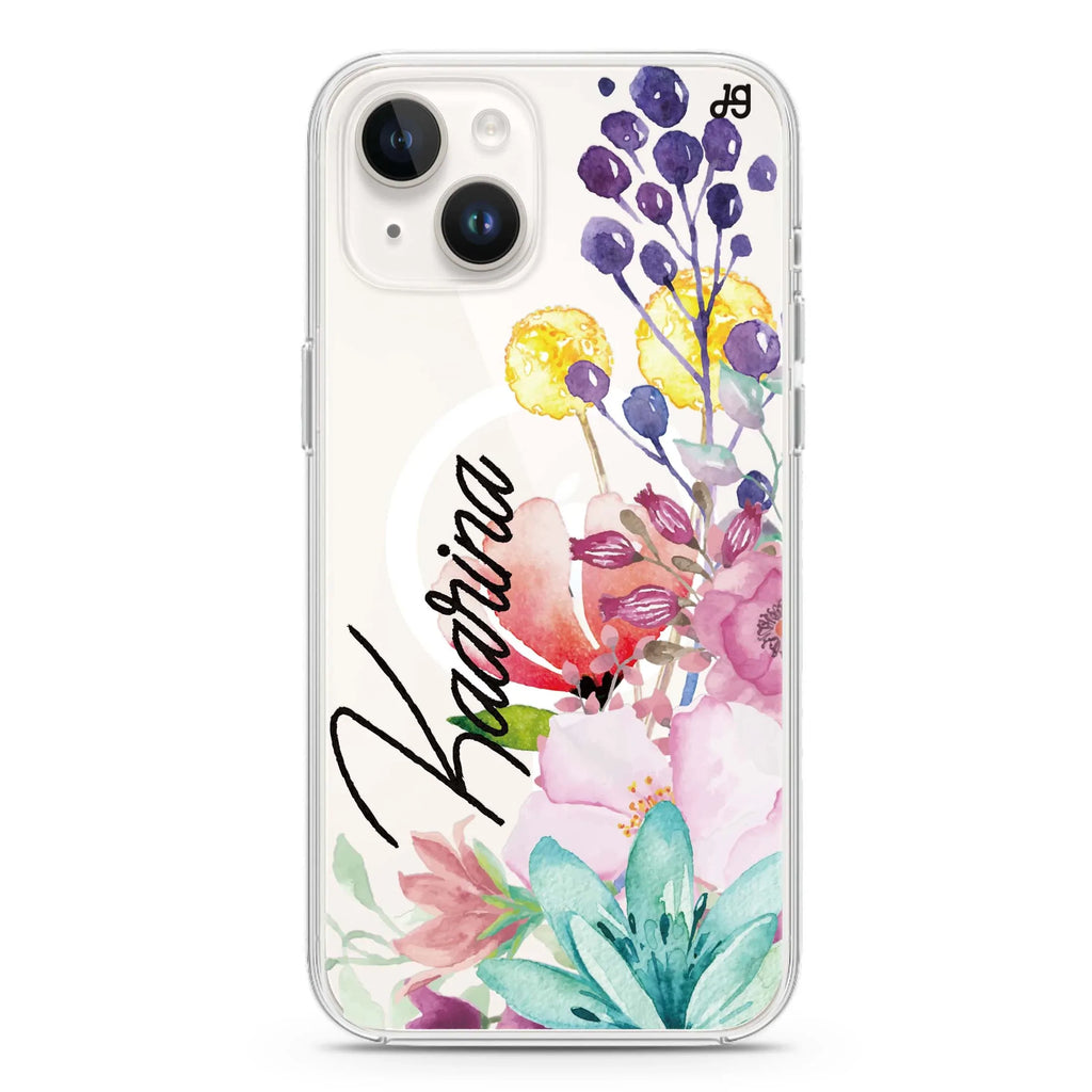 Precious Garden Florals iPhone 14 Magsafe 兼容水晶透明保護殼