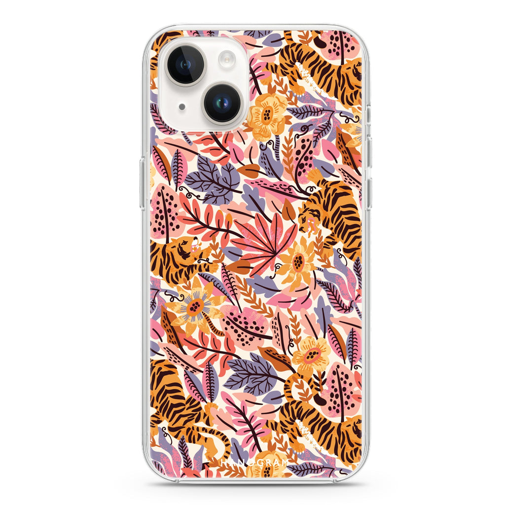 Tiger & Floral iPhone 14 Plus Magsafe 兼容水晶透明保護殼