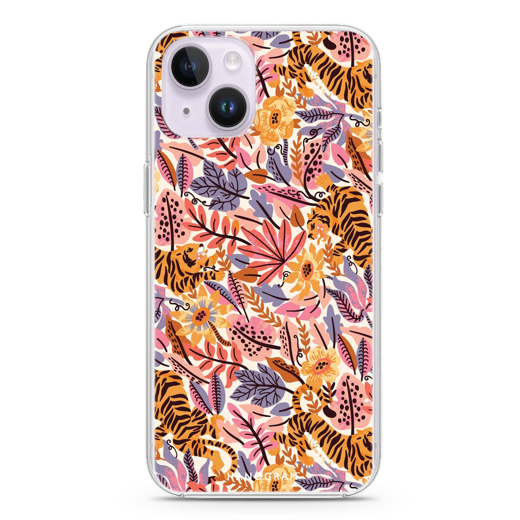Tiger & Floral iPhone 14 水晶透明保護殼