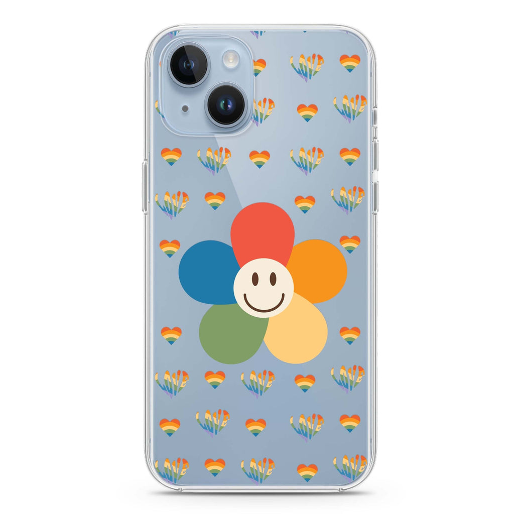 Rainbow Floral iPhone 14 水晶透明保護殼