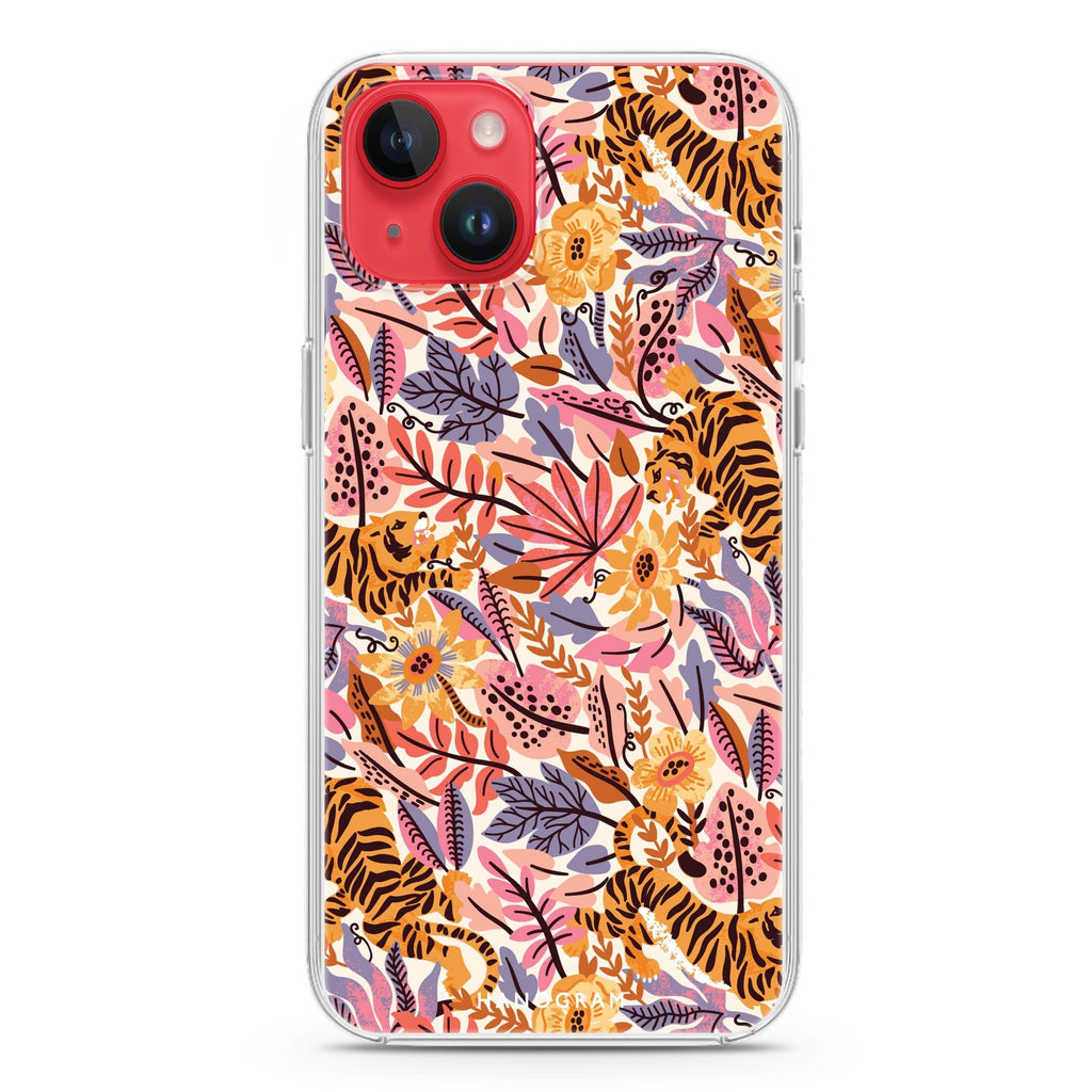 Tiger & Floral iPhone 14 plus 水晶透明保護殼