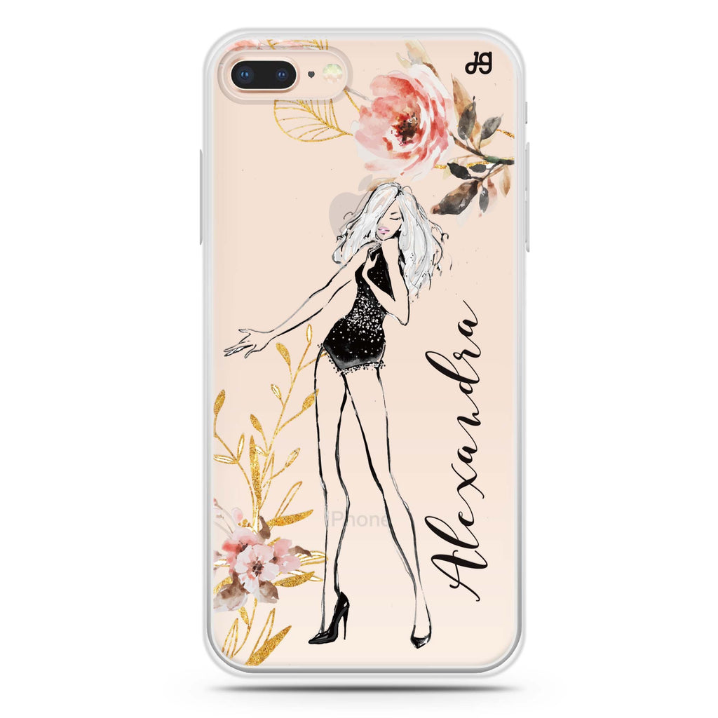 Flower Fashion V Cat iPhone 8 Plus 水晶透明保護殼