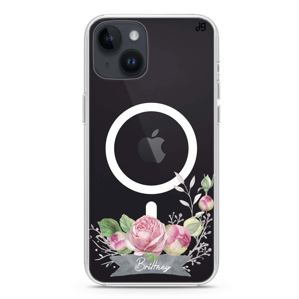 Ribbon & Floral iPhone 14 Magsafe 兼容水晶透明保護殼
