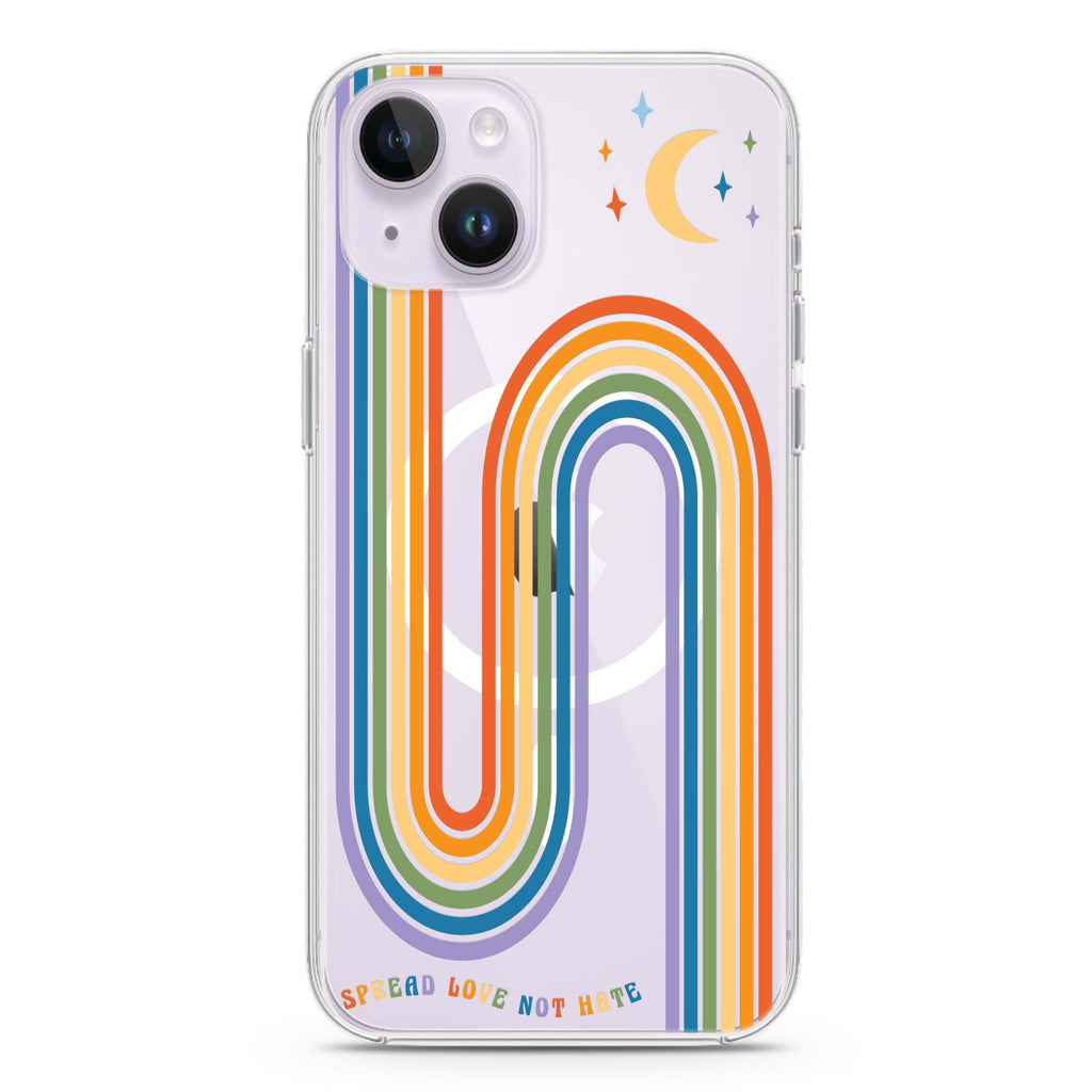 Spread Love with rainbow iPhone 14 Plus Magsafe 兼容水晶透明保護殼