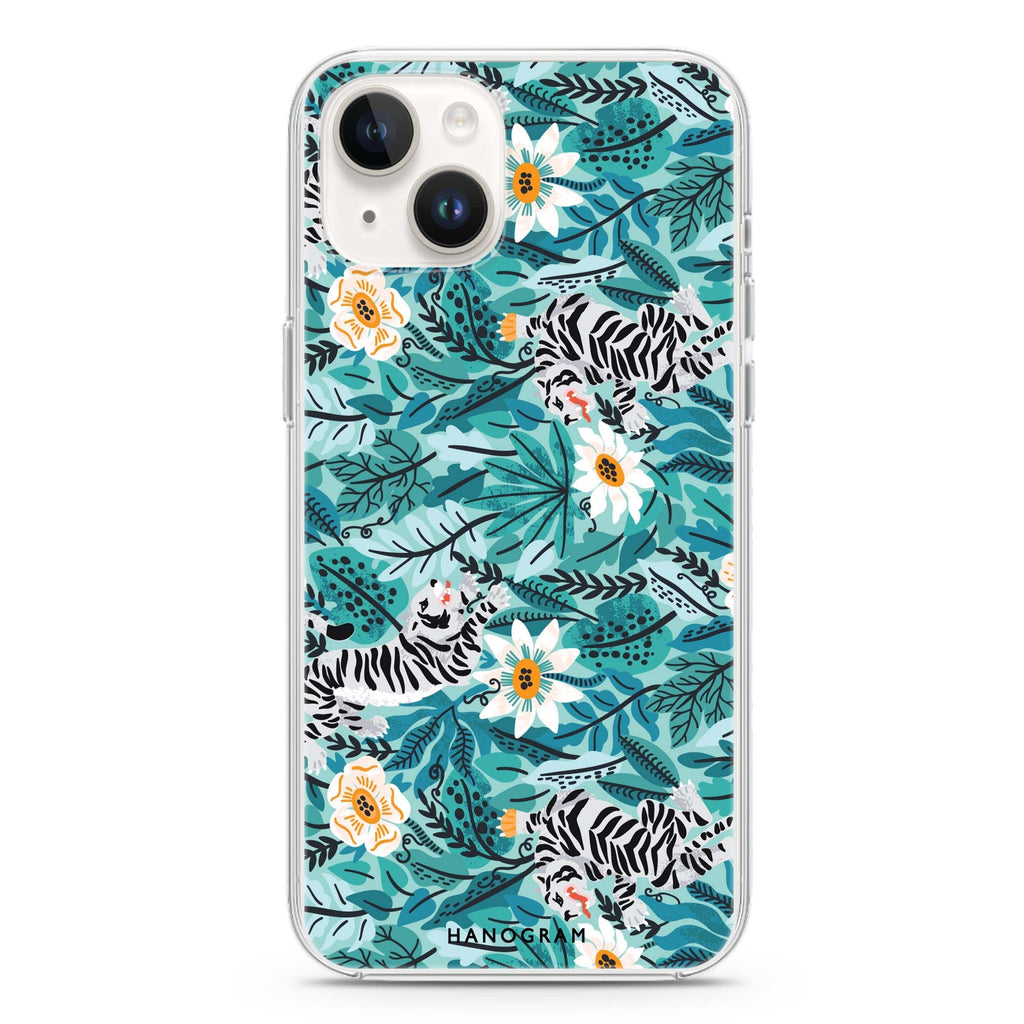 Tiger & Floral iPhone 14 水晶透明保護殼