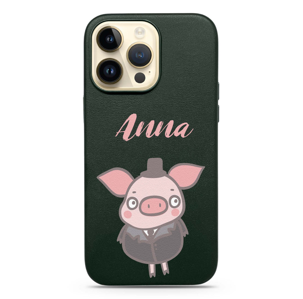 Funny Piggy Magsafe 兼容皮革保護殼