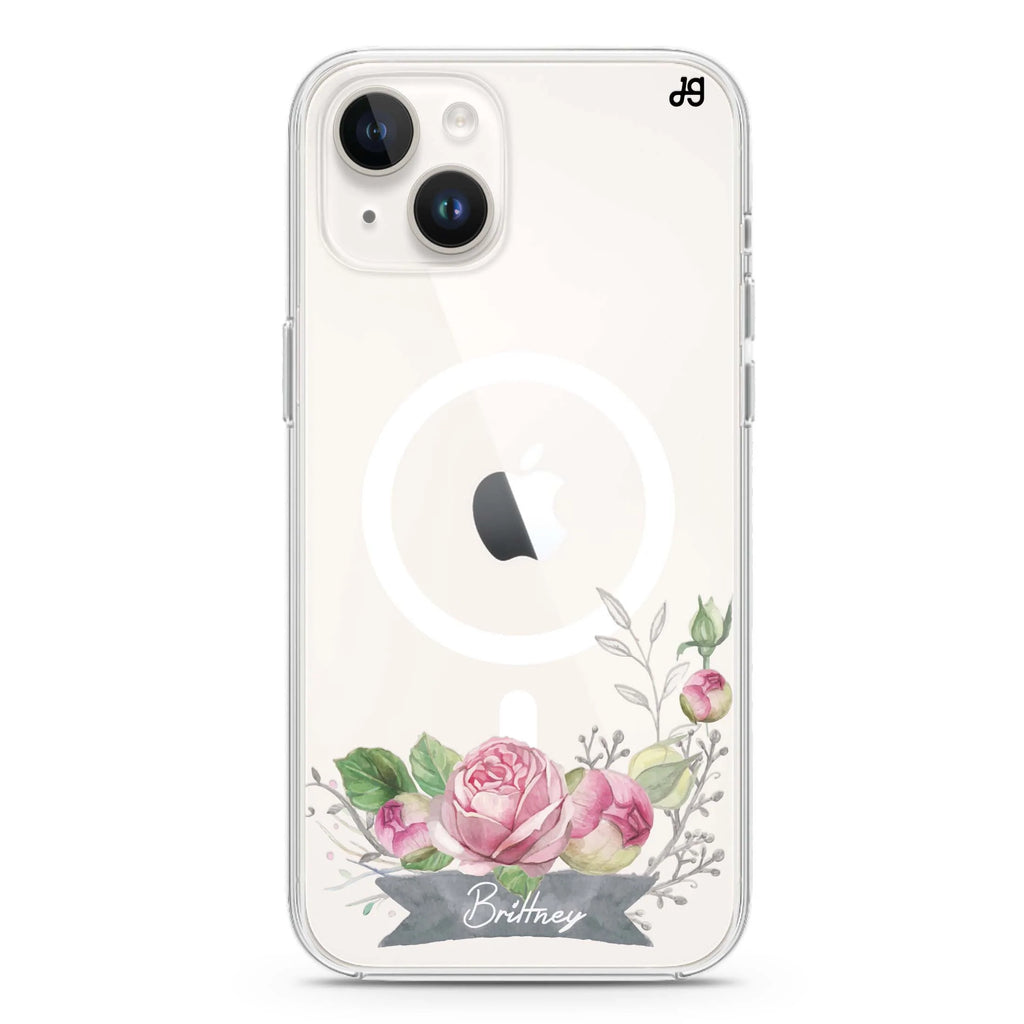Ribbon & Floral iPhone 14 Plus Magsafe 兼容水晶透明保護殼