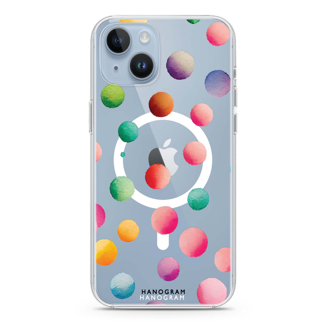 Watercolour Polka Dot iPhone 14 Magsafe 兼容水晶透明保護殼