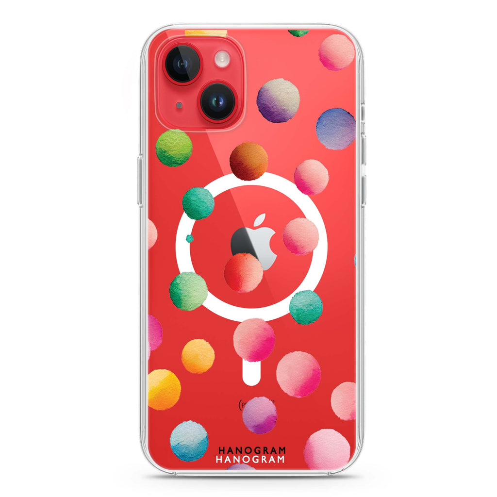 Watercolour Polka Dot iPhone 14 Plus Magsafe 兼容水晶透明保護殼