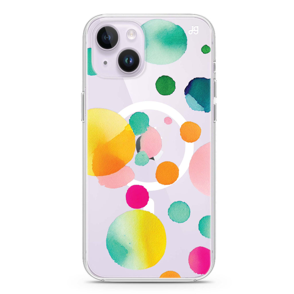 Abstract Polka Dot iPhone 14 Plus Magsafe 兼容水晶透明保護殼