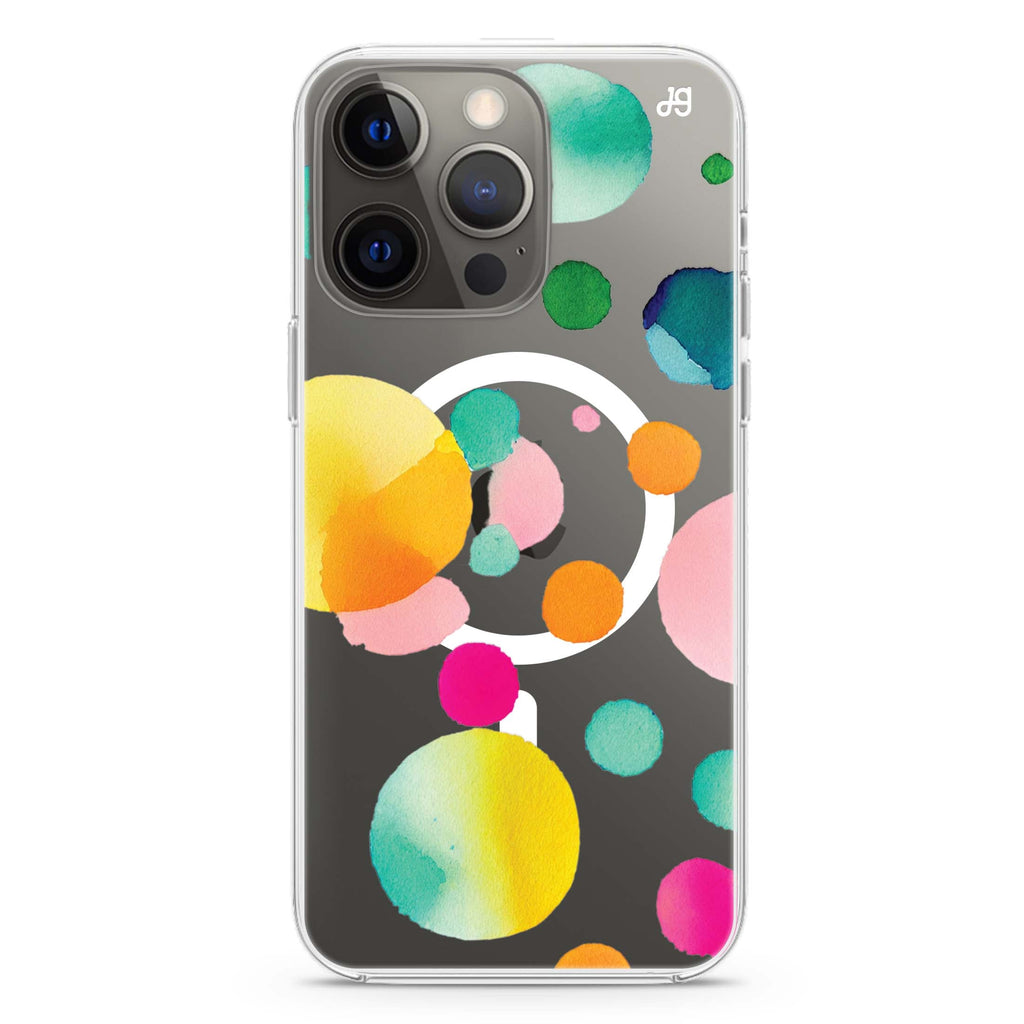 Abstract Polka Dot iPhone 14 Magsafe 兼容水晶透明保護殼