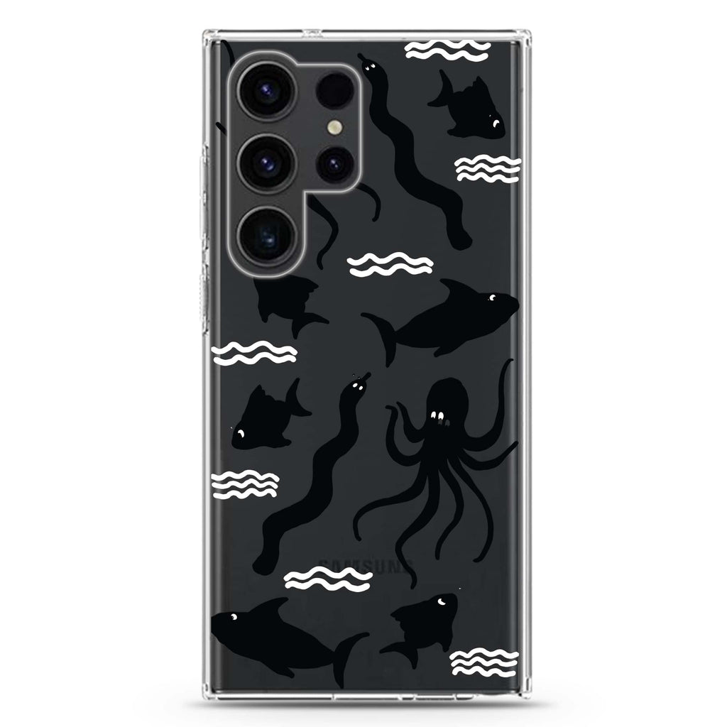 Water, Ocean and Sea Animals Samsung Galaxy Ultra 透明保護殼，適用 S26/S25/S24/S23 Ultra，圖1
