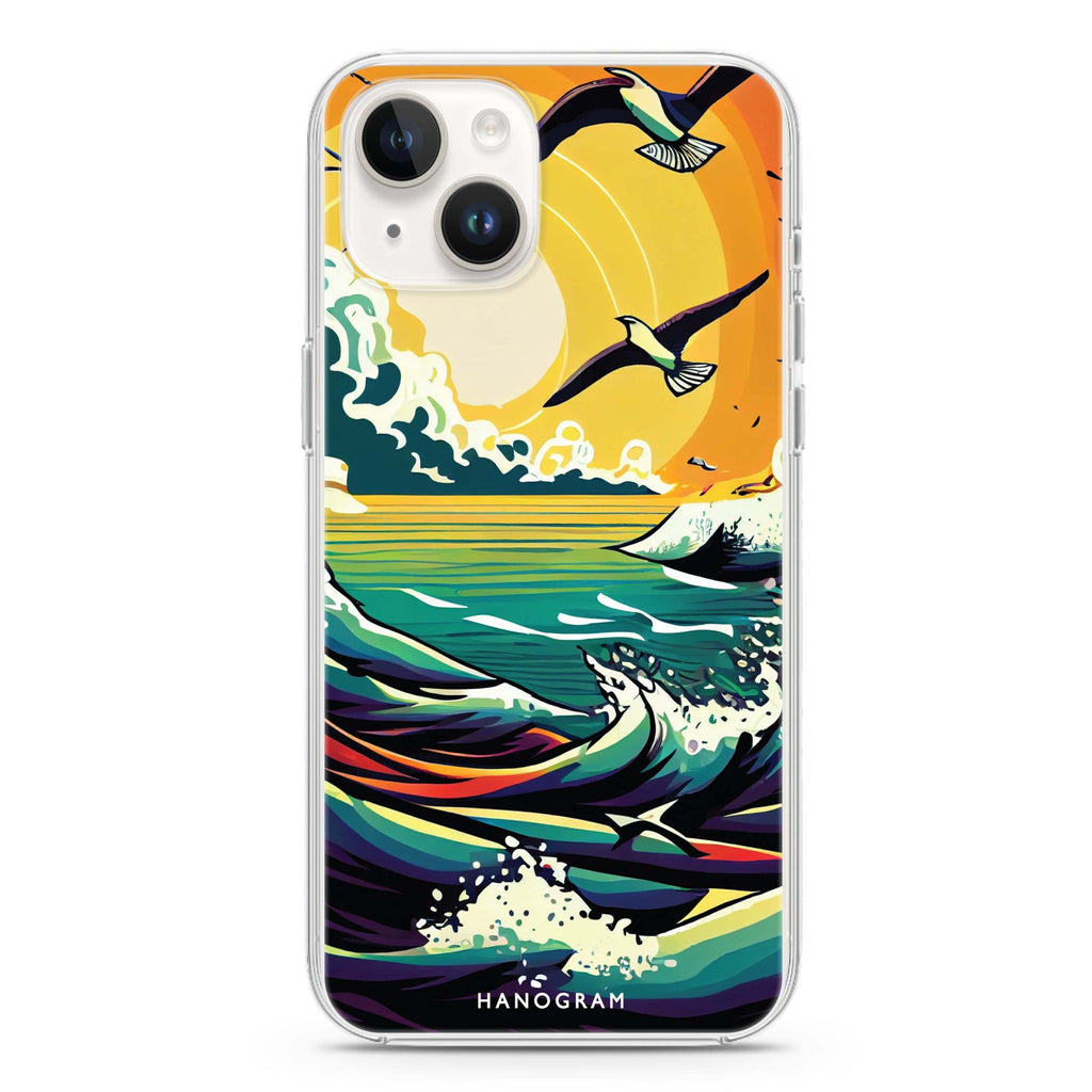Seagulls & waves iPhone 14 水晶透明保護殼