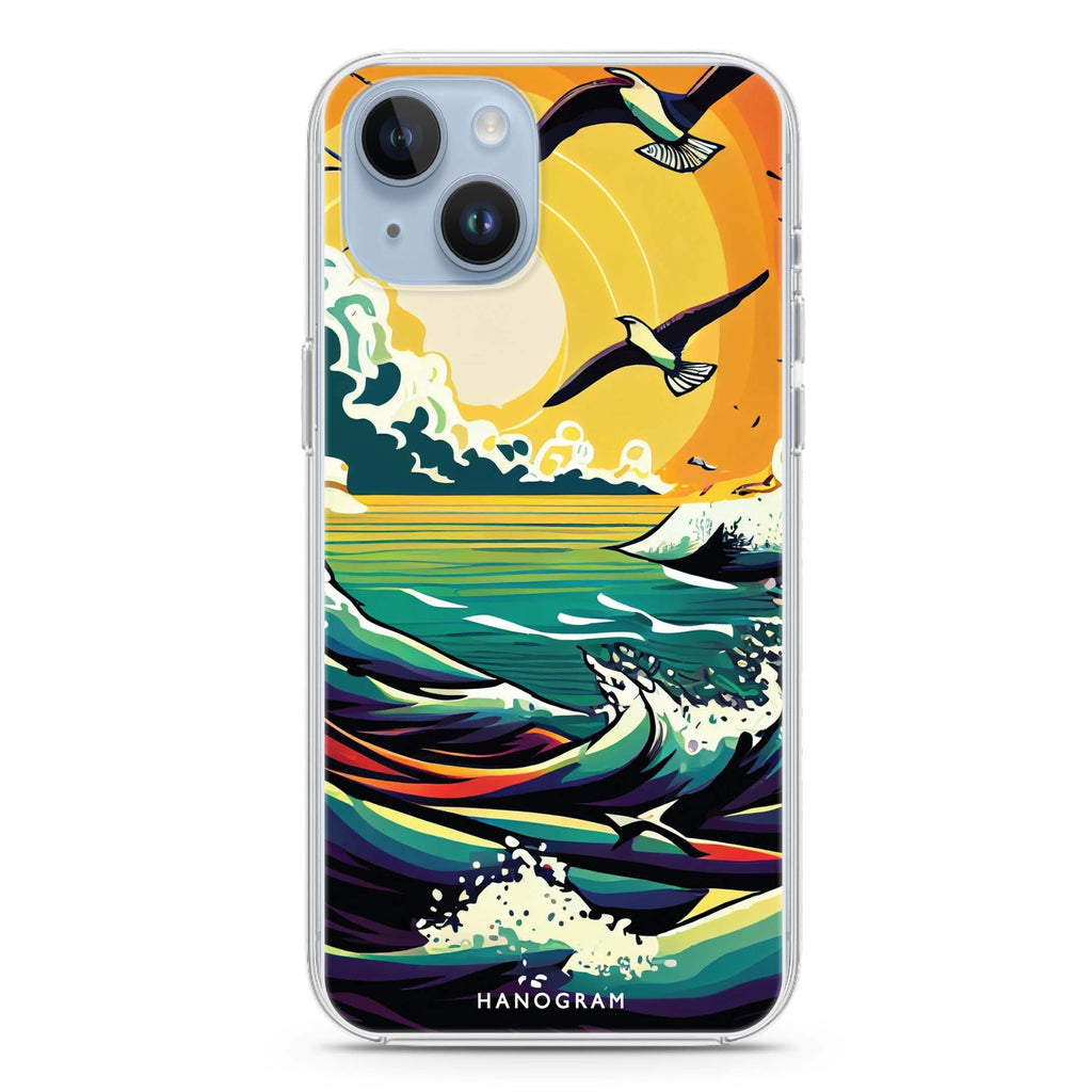 Seagulls & waves iPhone 14 plus 水晶透明保護殼