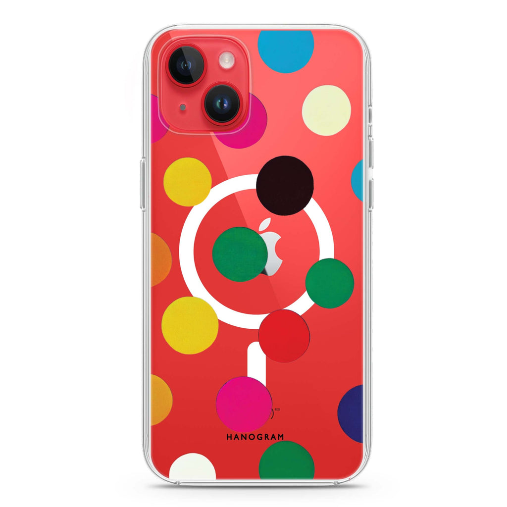 Polka Dot Pattern iPhone 14 Plus Magsafe 兼容水晶透明保護殼