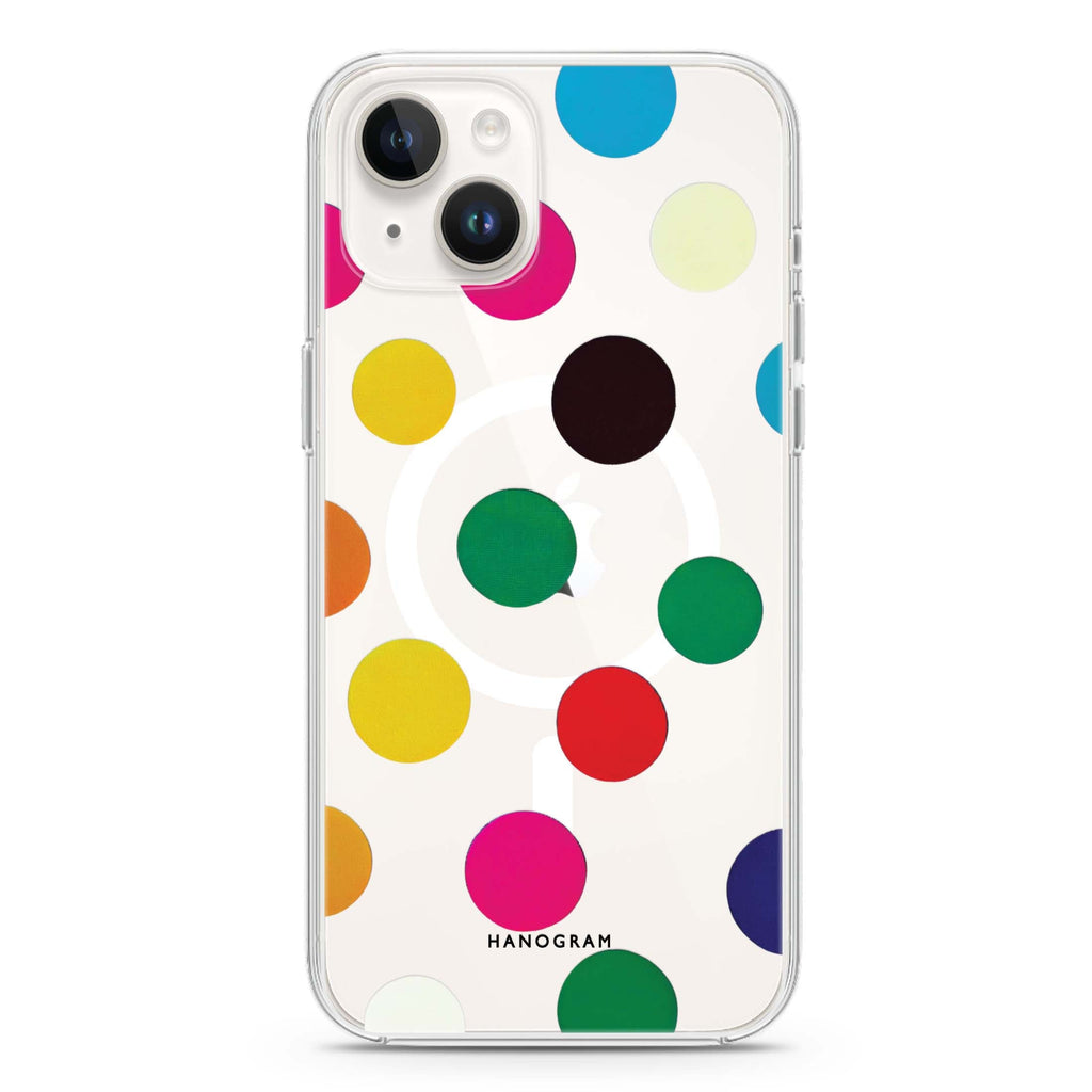 Polka Dot Pattern iPhone 14 Magsafe 兼容水晶透明保護殼