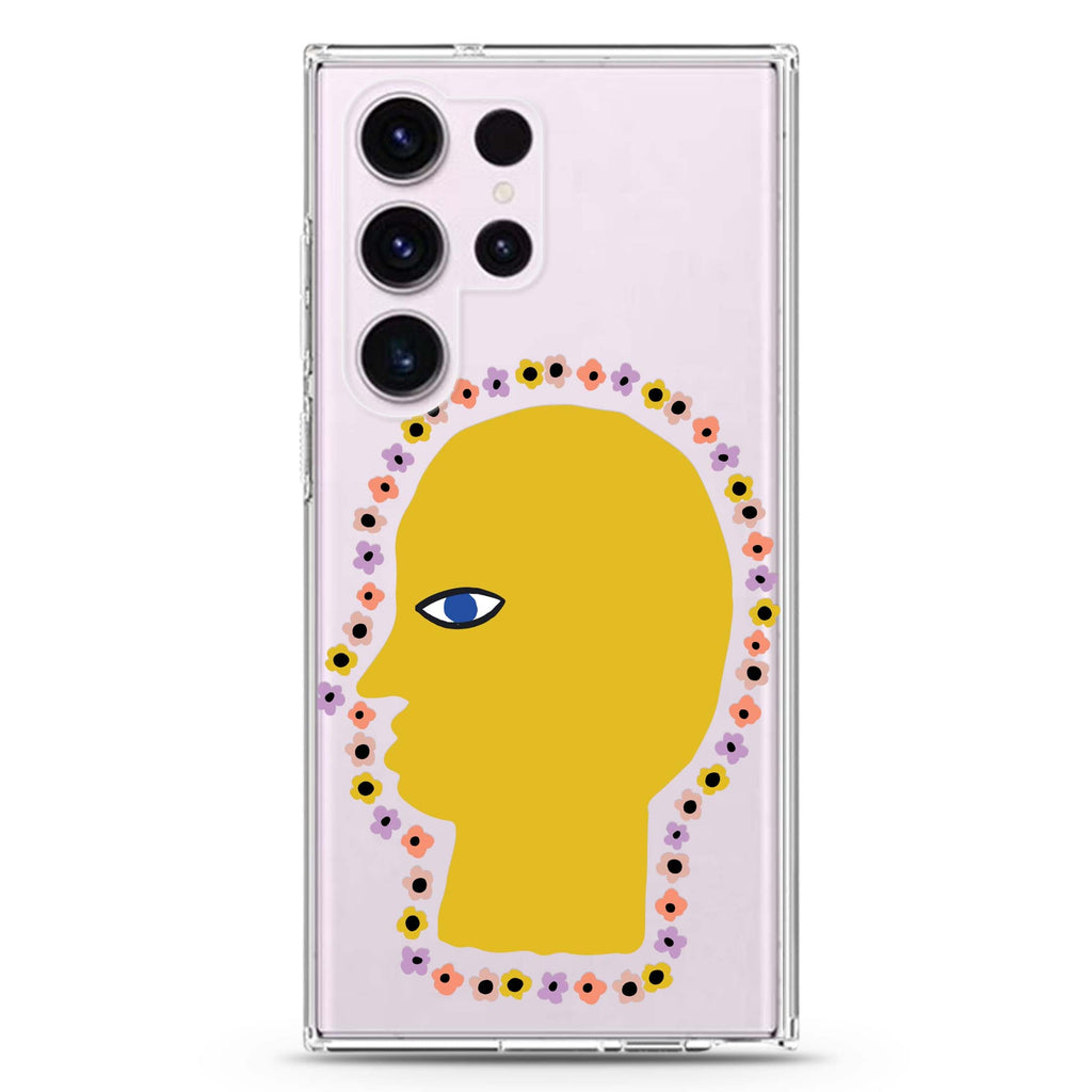Floral Brain Samsung Galaxy Ultra 透明保護殼，適用 S26/S25/S24/S23 Ultra，圖1