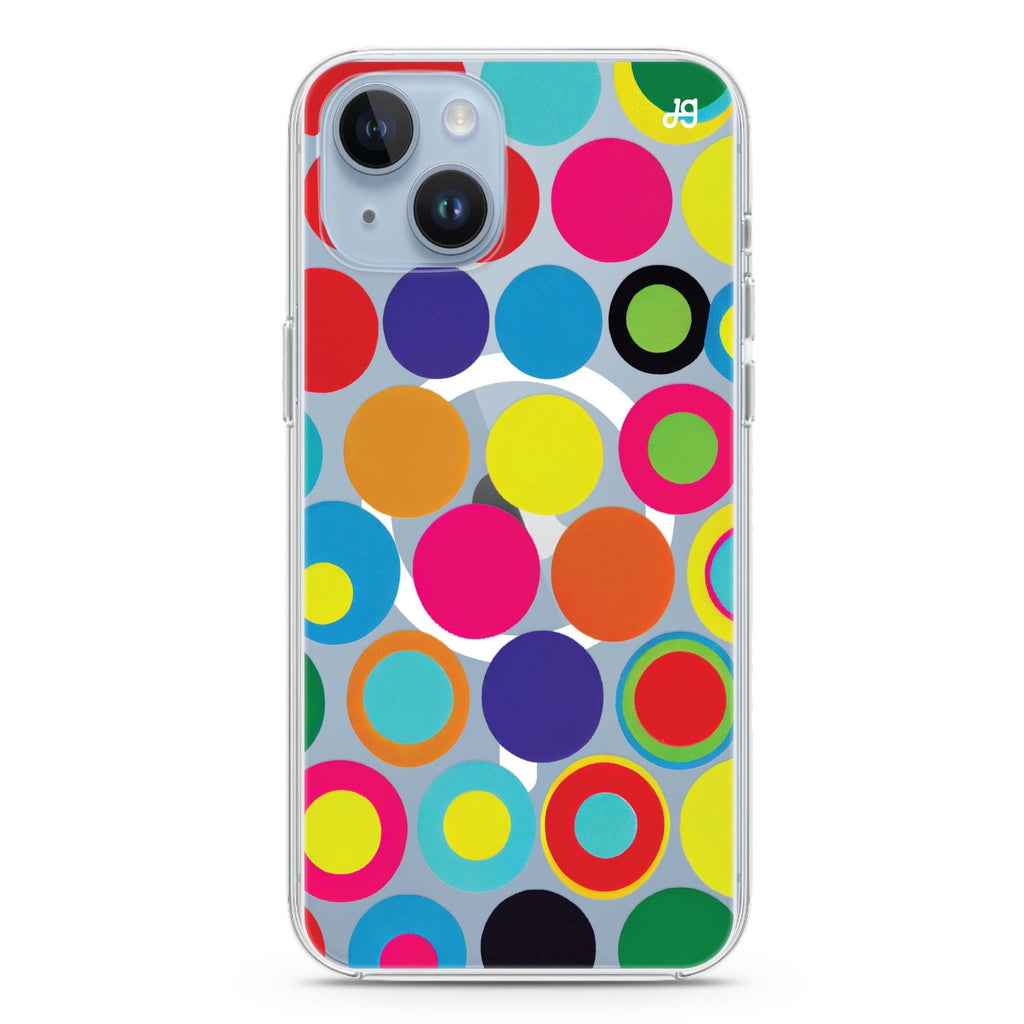 Polka Dot Pattern II iPhone 14 Magsafe 兼容水晶透明保護殼