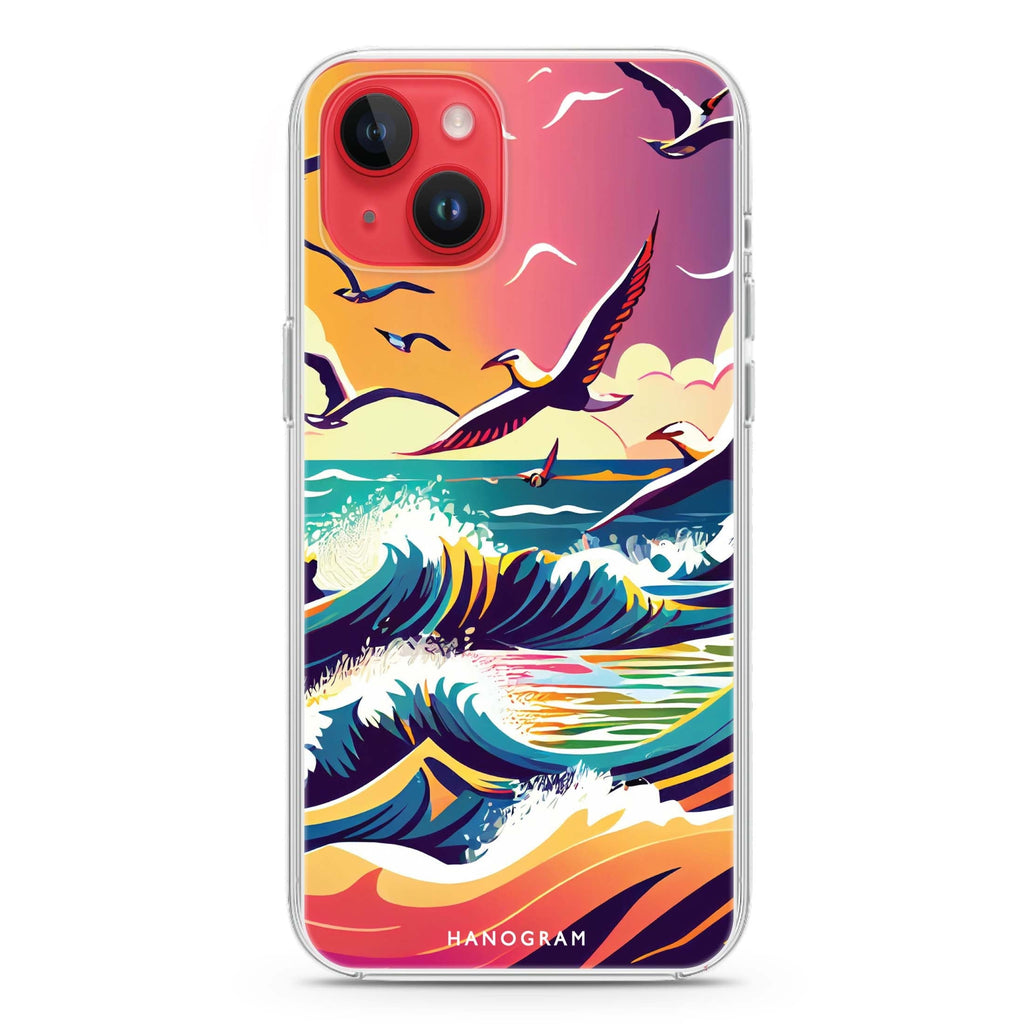 Waves & seagulls iPhone 14 plus 水晶透明保護殼