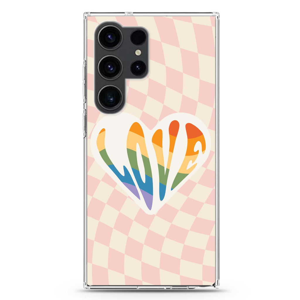 Rainbow LOVE Samsung Galaxy Ultra 透明保護殼，適用 S26/S25/S24/S23 Ultra，圖1