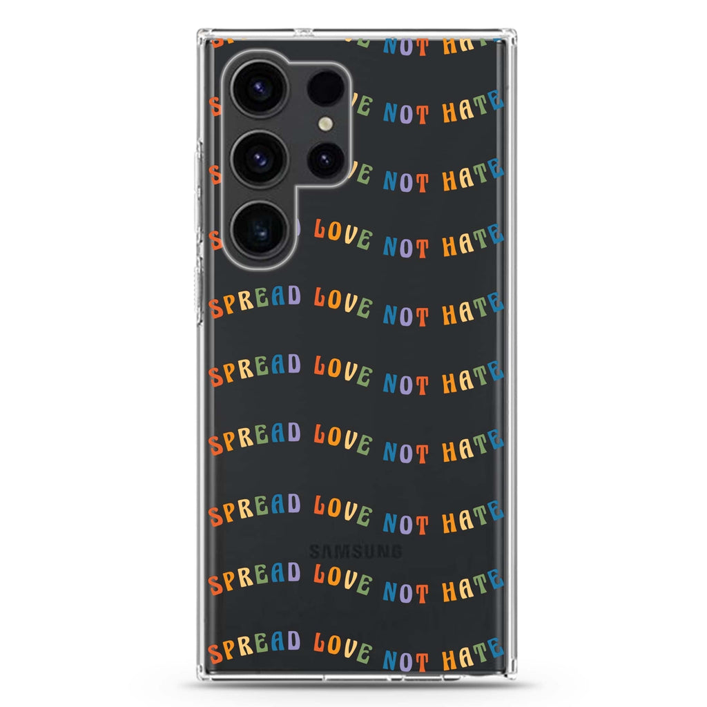 Spread Love not Hate Samsung Galaxy Ultra 透明保護殼，適用 S26/S25/S24/S23 Ultra，圖1