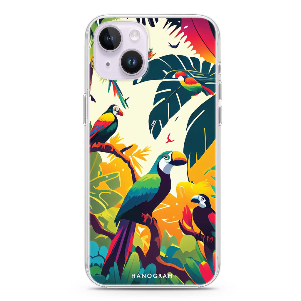 Tropical birds iPhone 14 Magsafe 兼容水晶透明保護殼