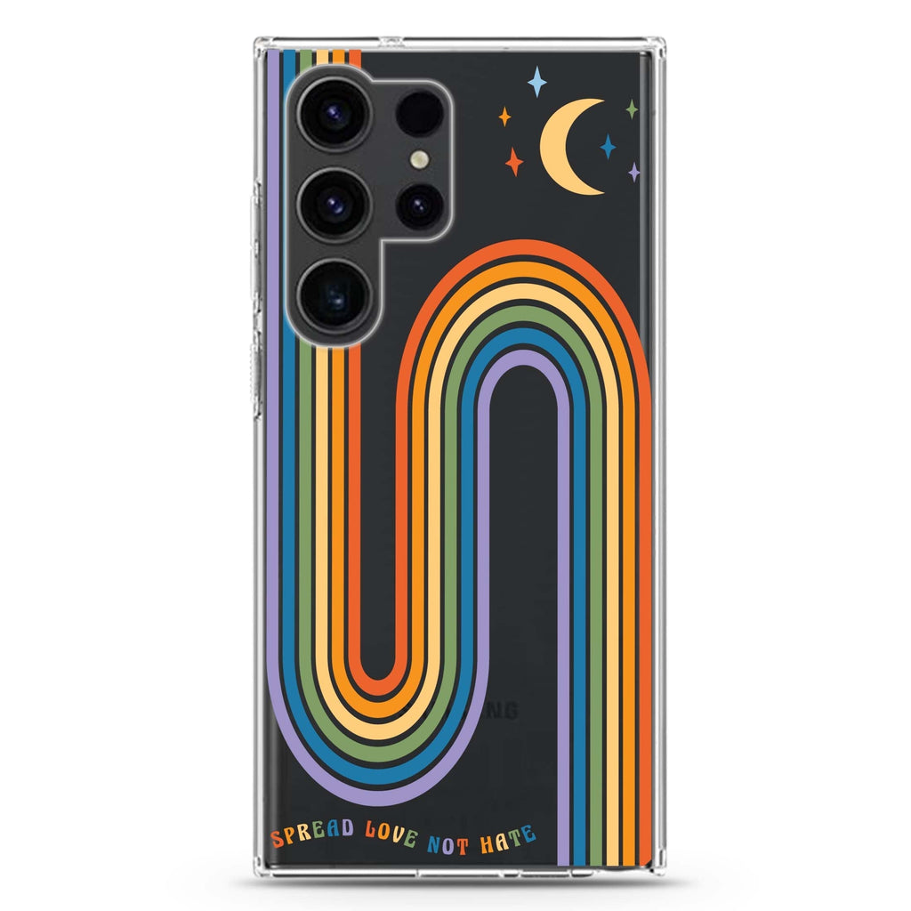 Spread Love with rainbow Samsung Galaxy Ultra 透明保護殼，適用 S26/S25/S24/S23 Ultra，圖1