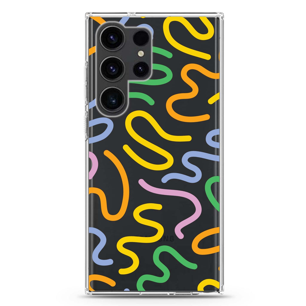 Abstract Doodles Samsung Galaxy Ultra 透明保護殼，適用 S26/S25/S24/S23 Ultra，圖1