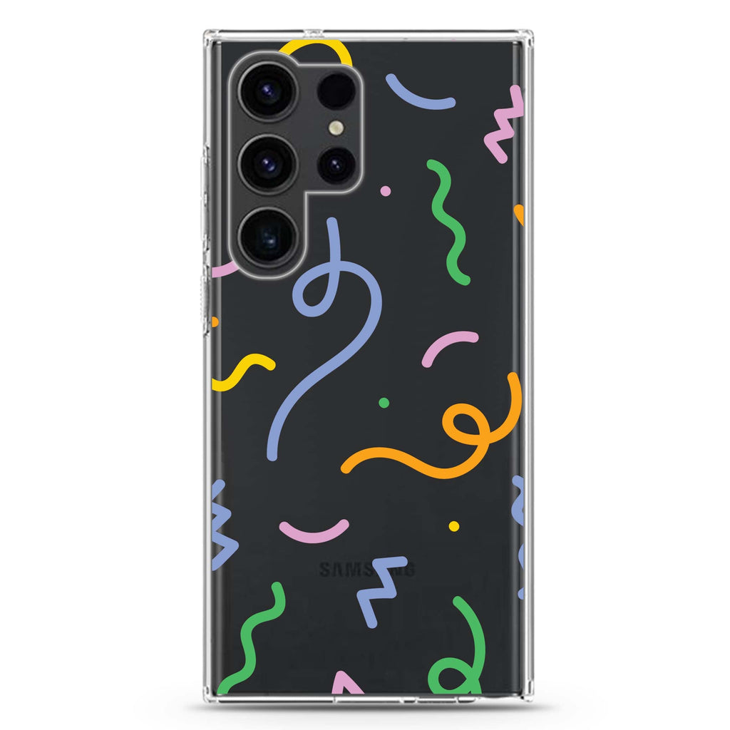 Abstract Doodles Samsung Galaxy Ultra 透明保護殼，適用 S26/S25/S24/S23 Ultra，圖1