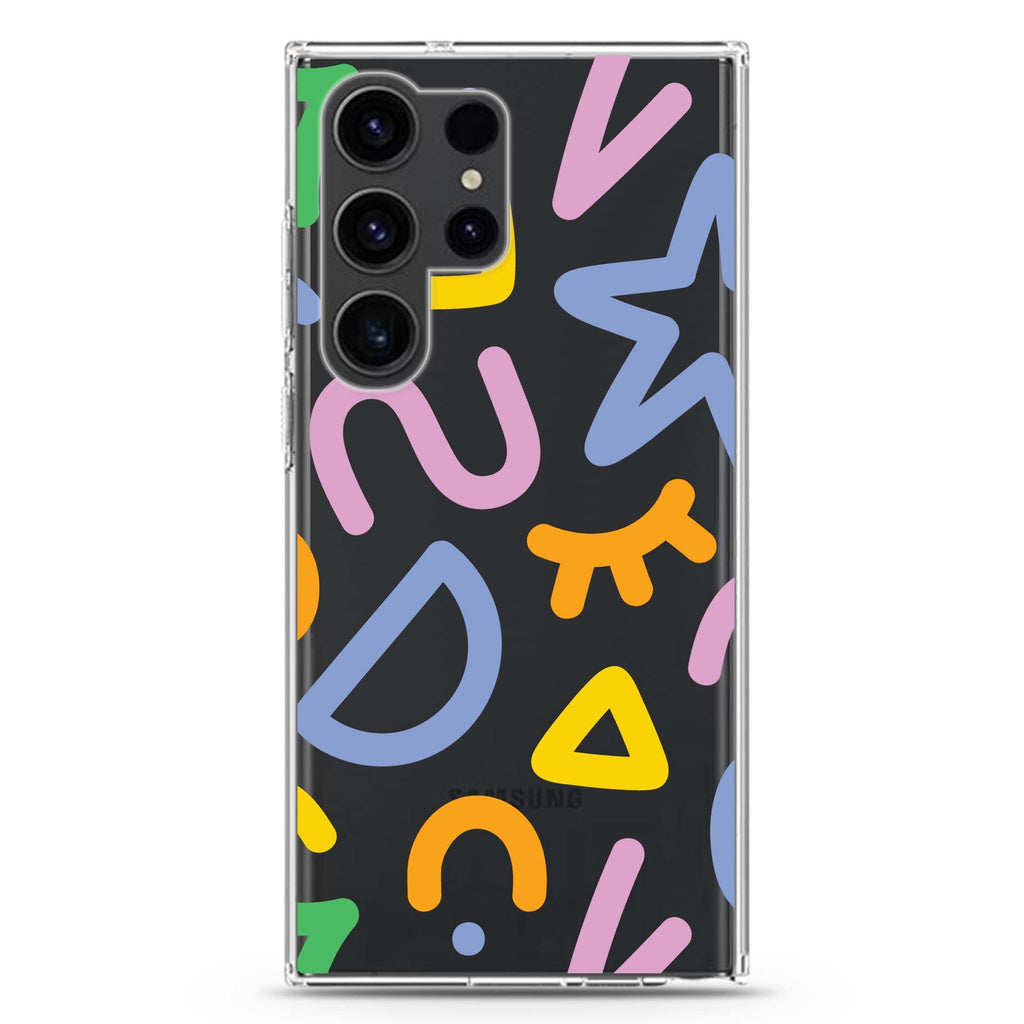 Abstract Doodles Samsung Galaxy Ultra 透明保護殼，適用 S26/S25/S24/S23 Ultra，圖1