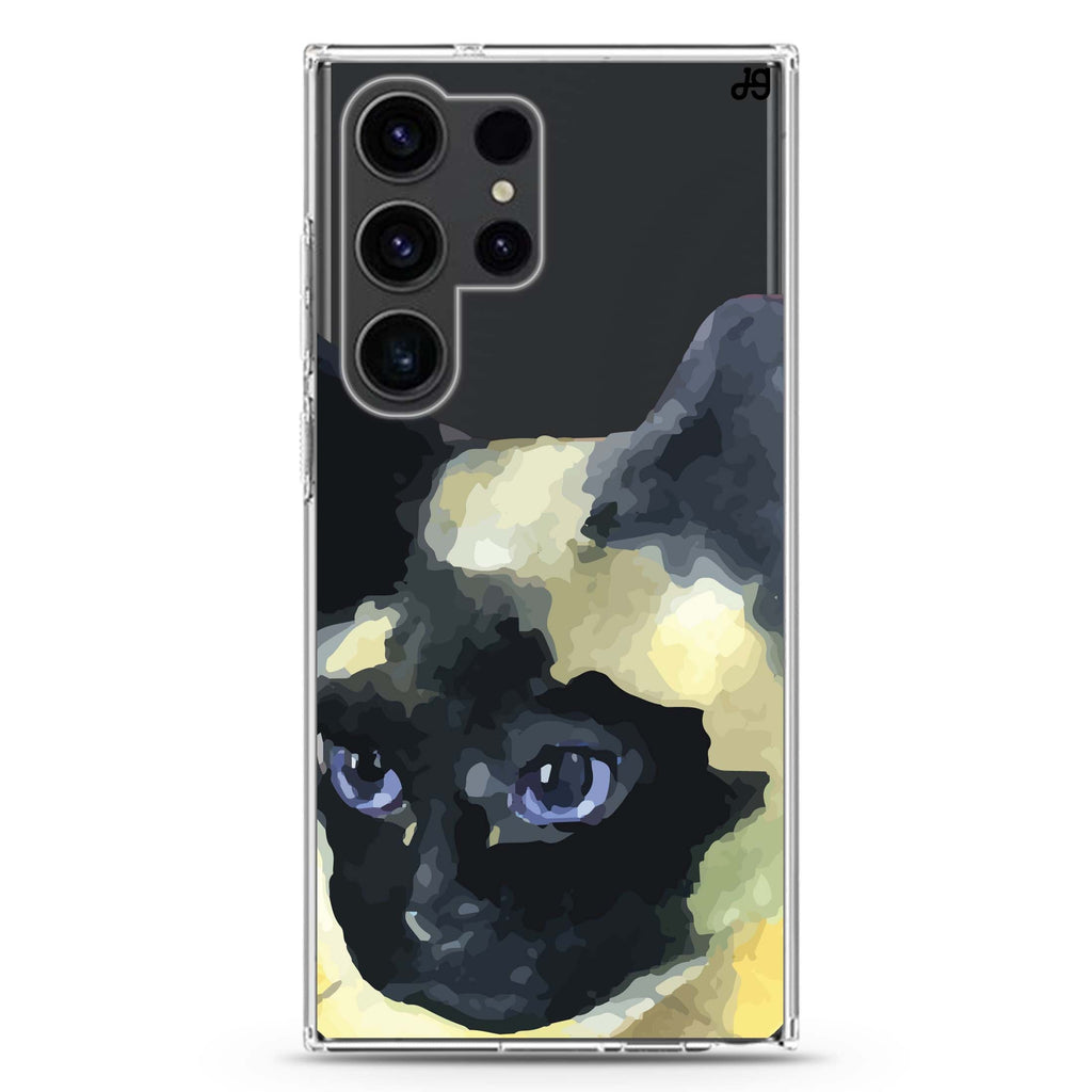 Watercolour Cat Samsung Galaxy Ultra 透明保護殼，適用 S26/S25/S24/S23 Ultra，圖1