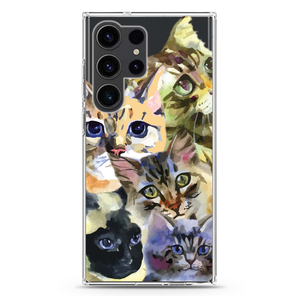 Watercolour Cat Samsung Galaxy Ultra 透明保護殼，適用 S26/S25/S24/S23 Ultra，圖1