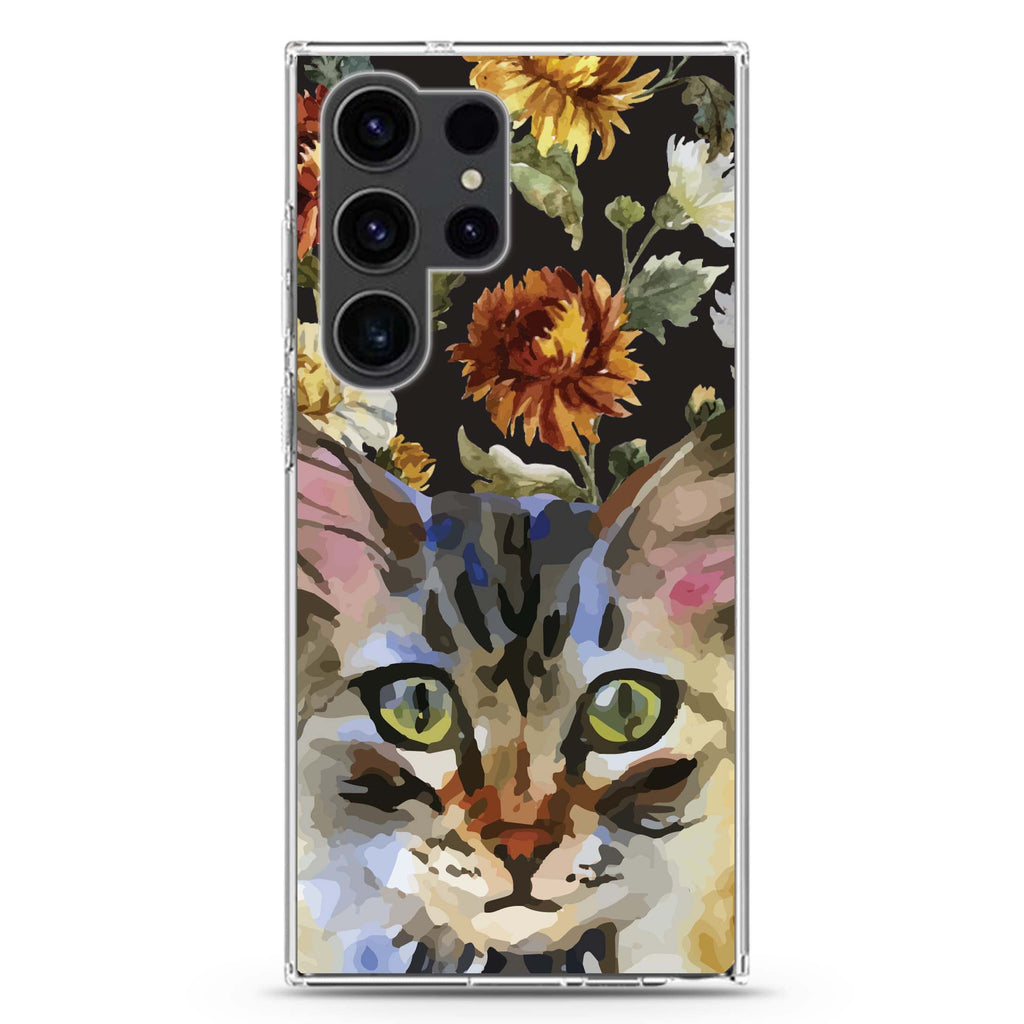 Watercolour Cat Samsung Galaxy Ultra 透明保護殼，適用 S26/S25/S24/S23 Ultra，圖1