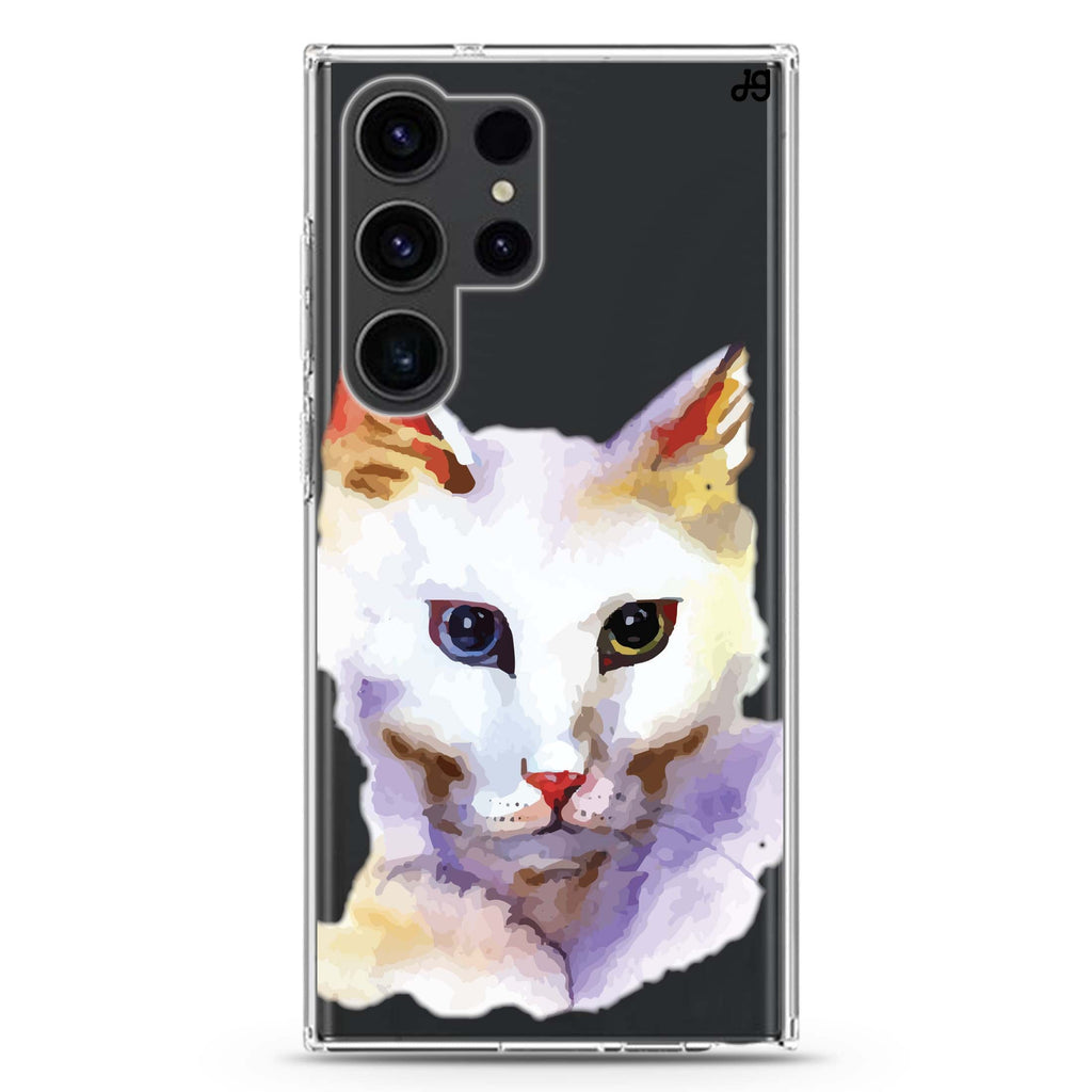 Watercolour Cat Samsung Galaxy Ultra 透明保護殼，適用 S26/S25/S24/S23 Ultra，圖1