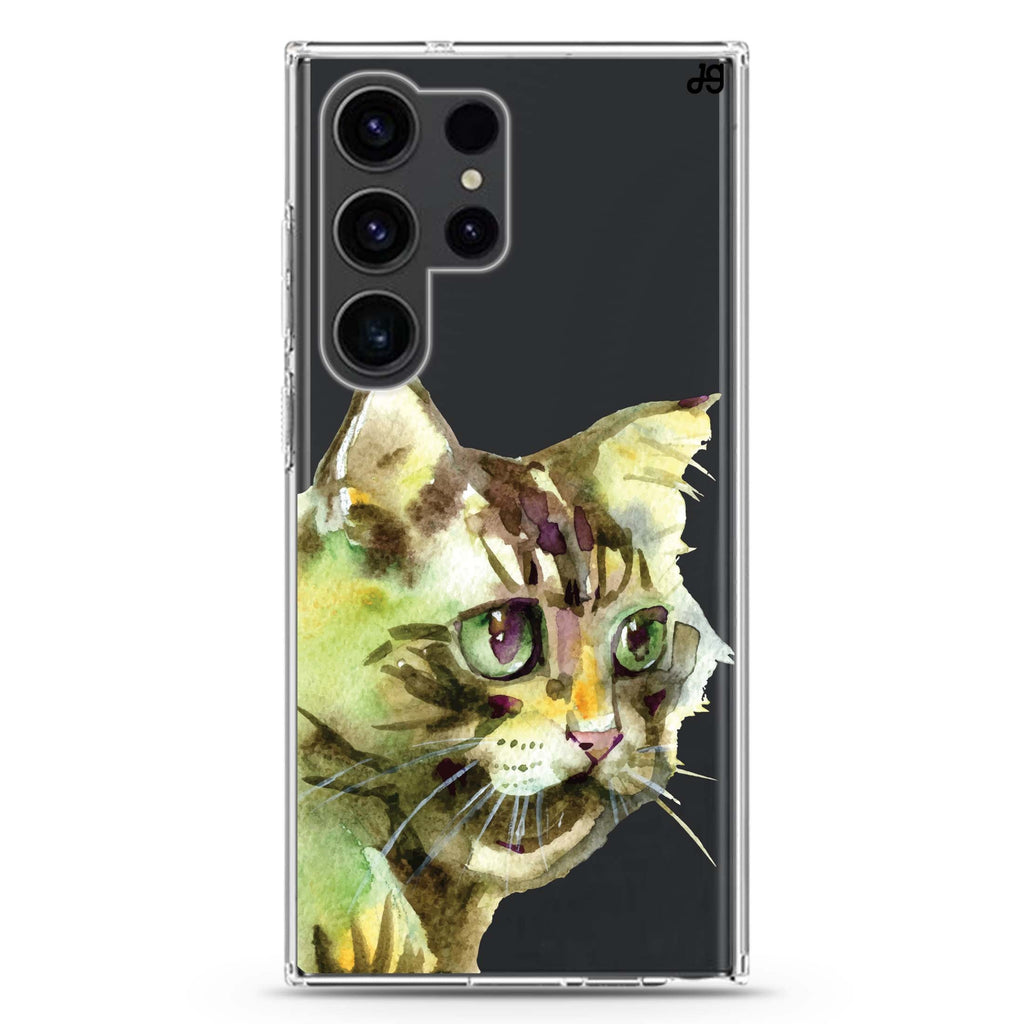 Watercolour Cat Samsung Galaxy Ultra 透明保護殼，適用 S26/S25/S24/S23 Ultra，圖1
