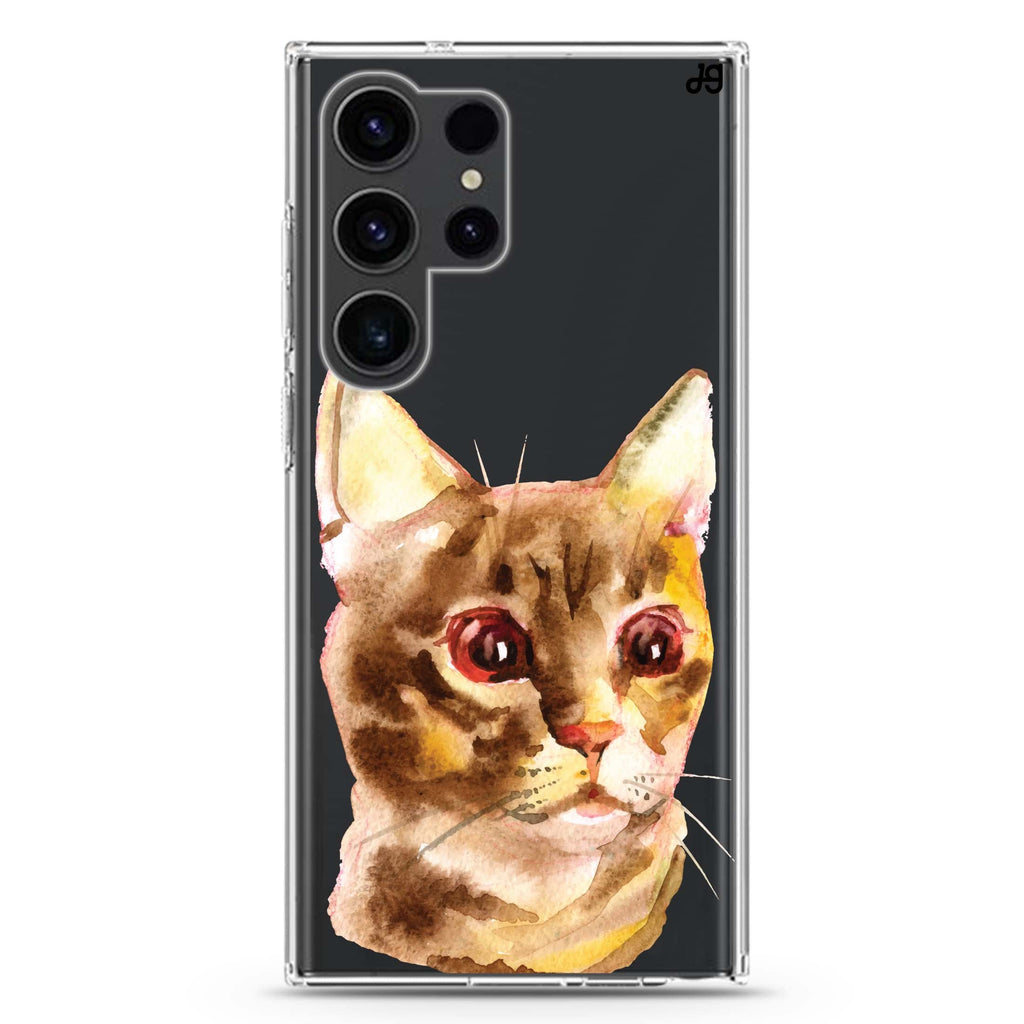 Watercolour Cat Samsung Galaxy Ultra 透明保護殼，適用 S26/S25/S24/S23 Ultra，圖1