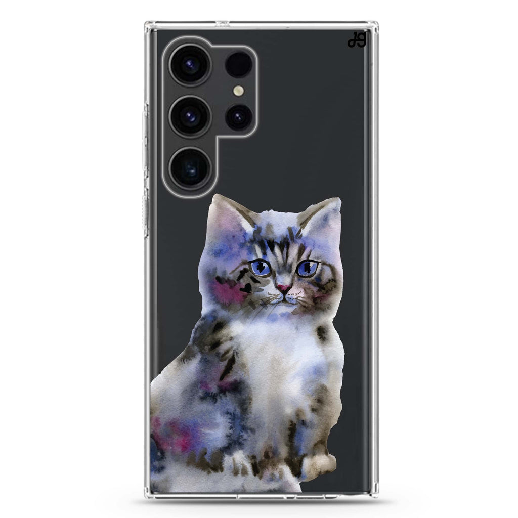 Watercolour Cat Samsung Galaxy Ultra 透明保護殼，適用 S26/S25/S24/S23 Ultra，圖1