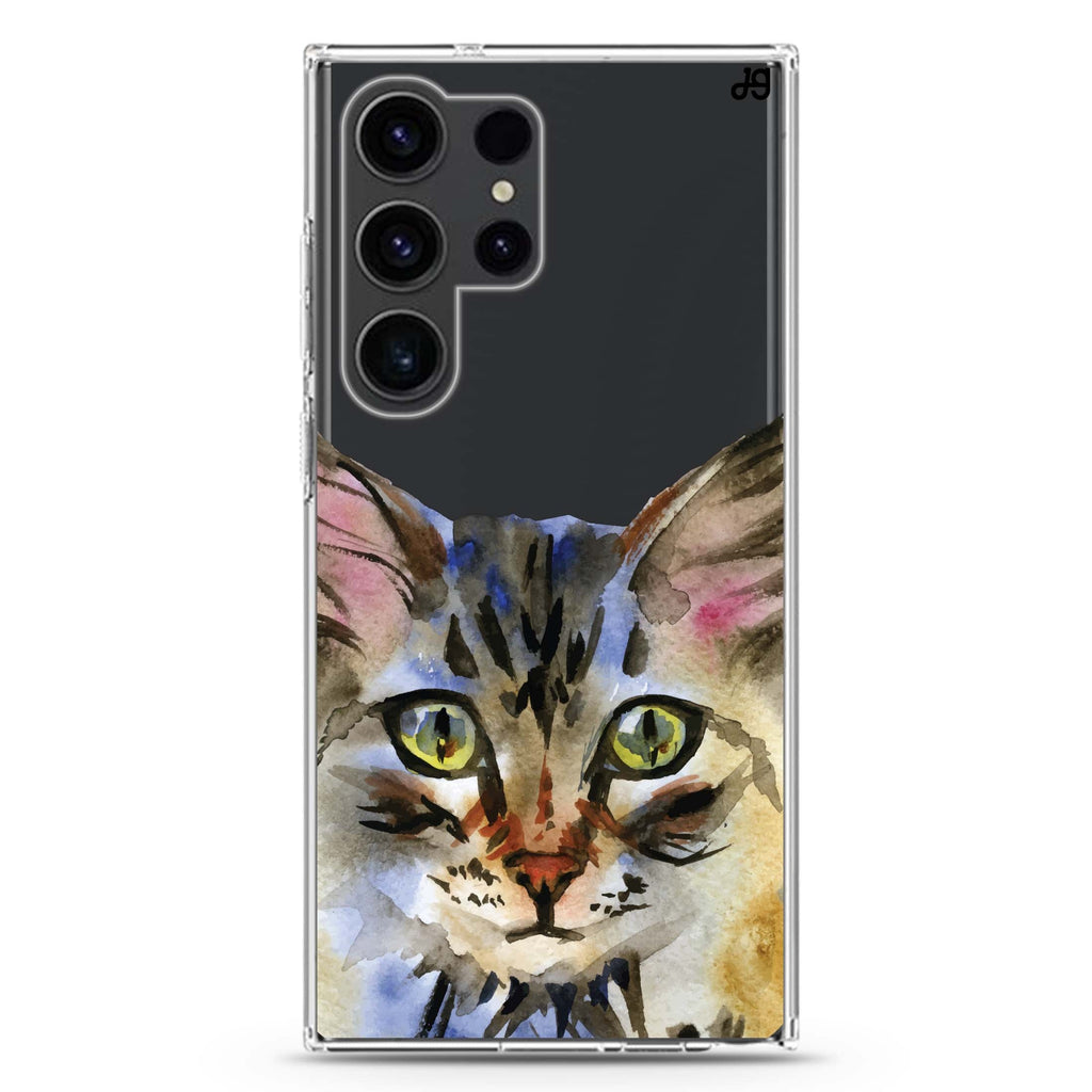 Watercolour Cat Samsung Galaxy Ultra 透明保護殼，適用 S26/S25/S24/S23 Ultra，圖1